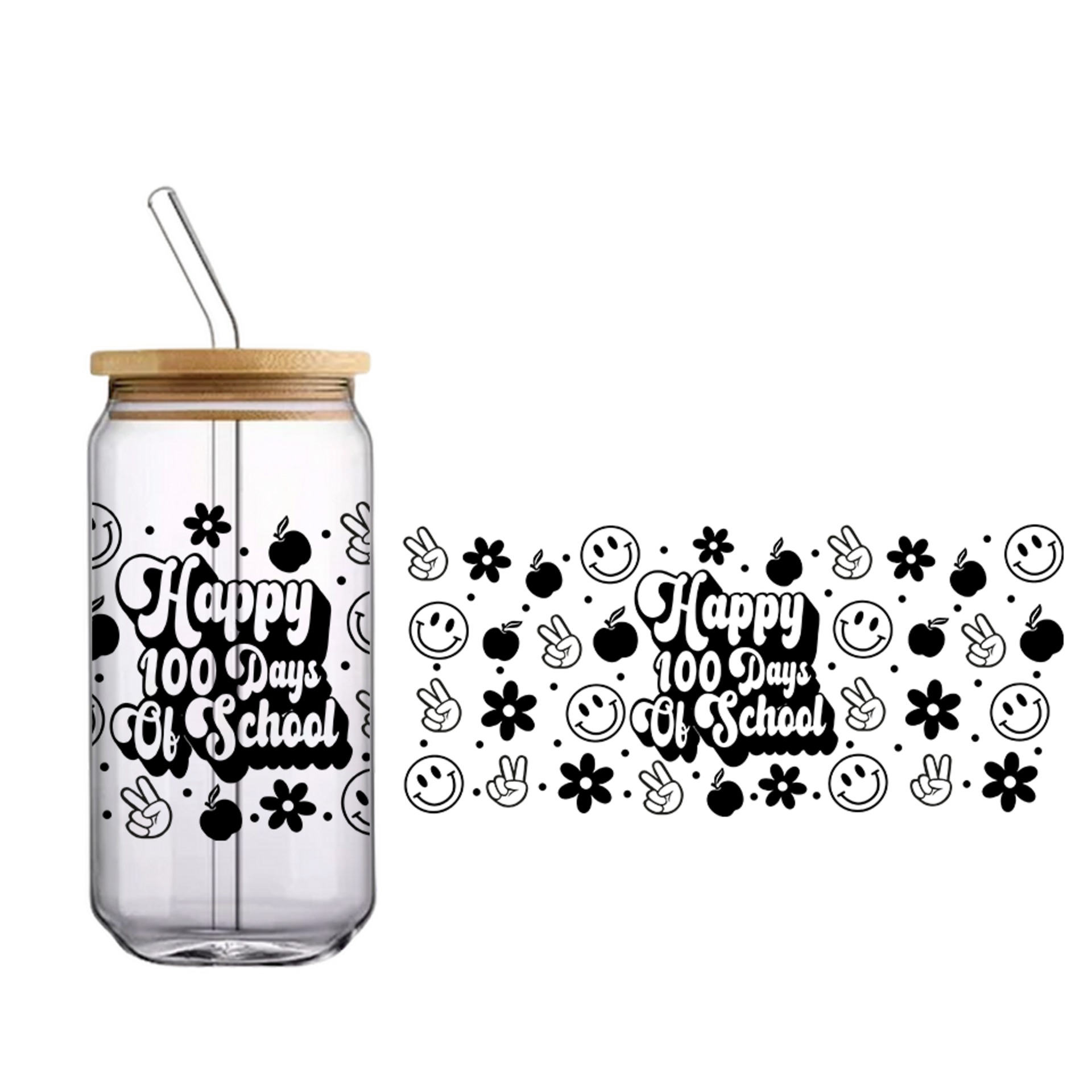 Vaso de bambú "Happy 100 days" negro - 1