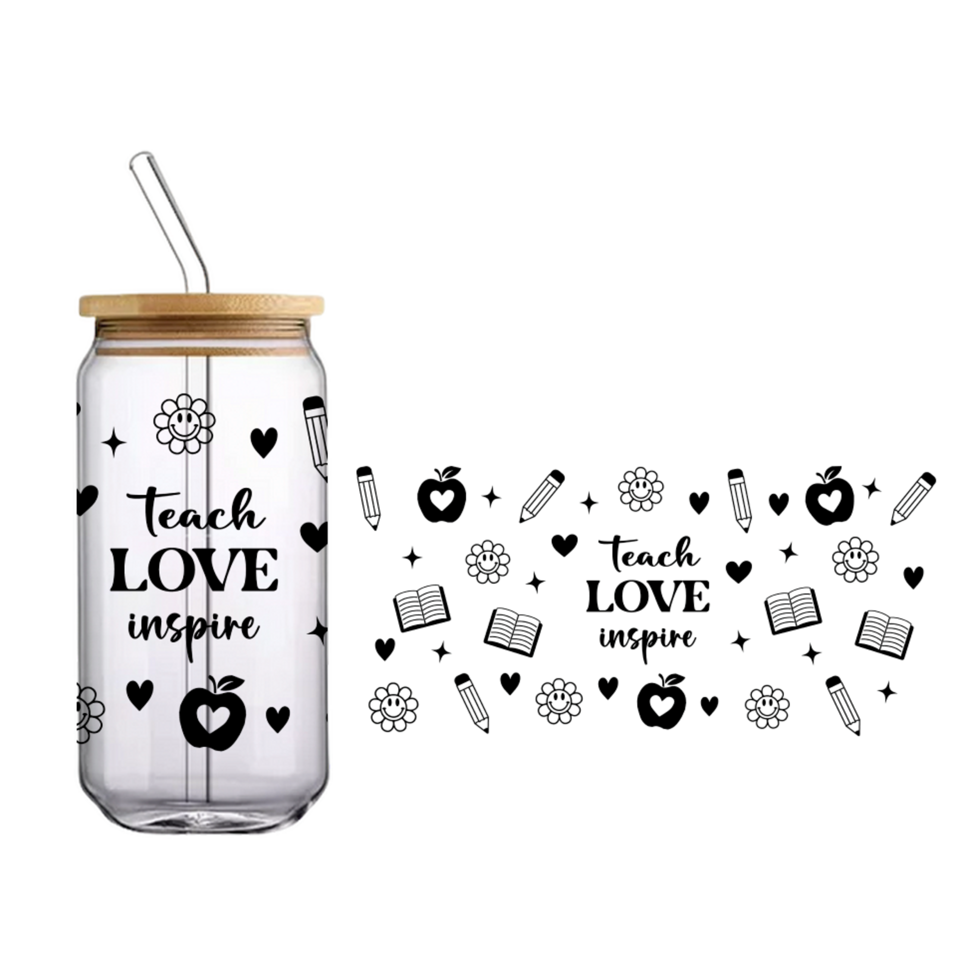 Vaso de bambú "Teach love inspire negro" - 1
