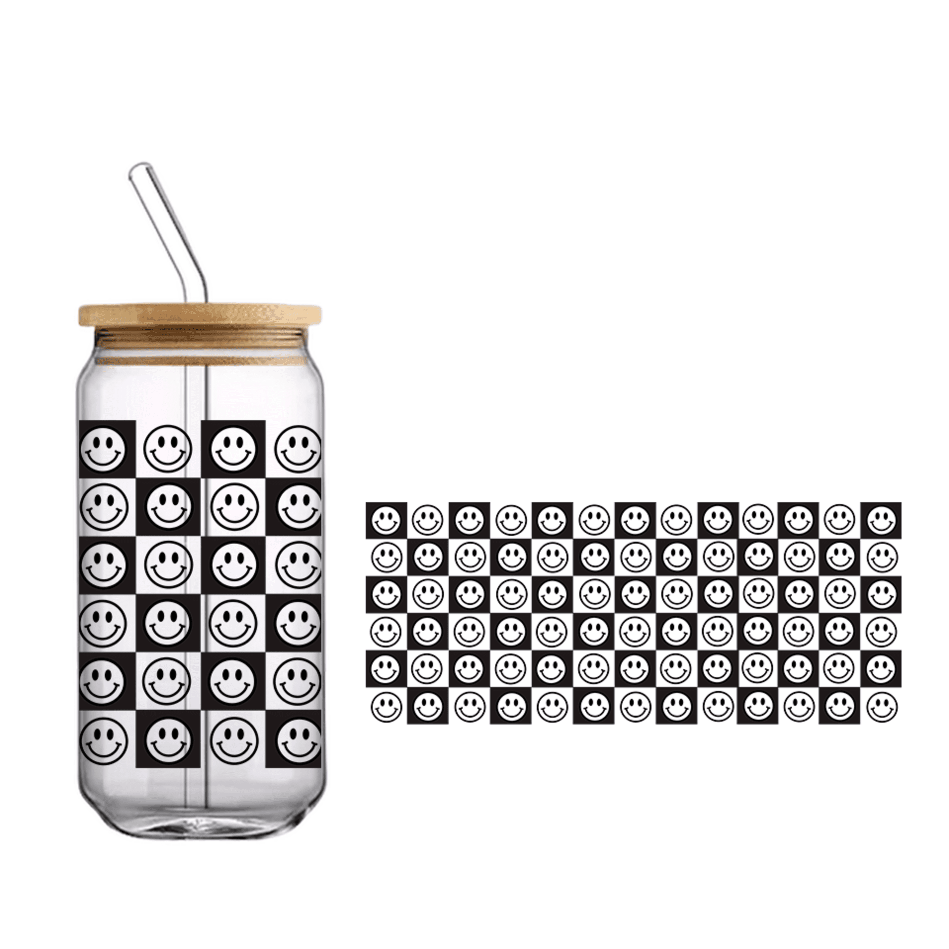 Vaso de bambú "Ajedrez smile negro" - 1