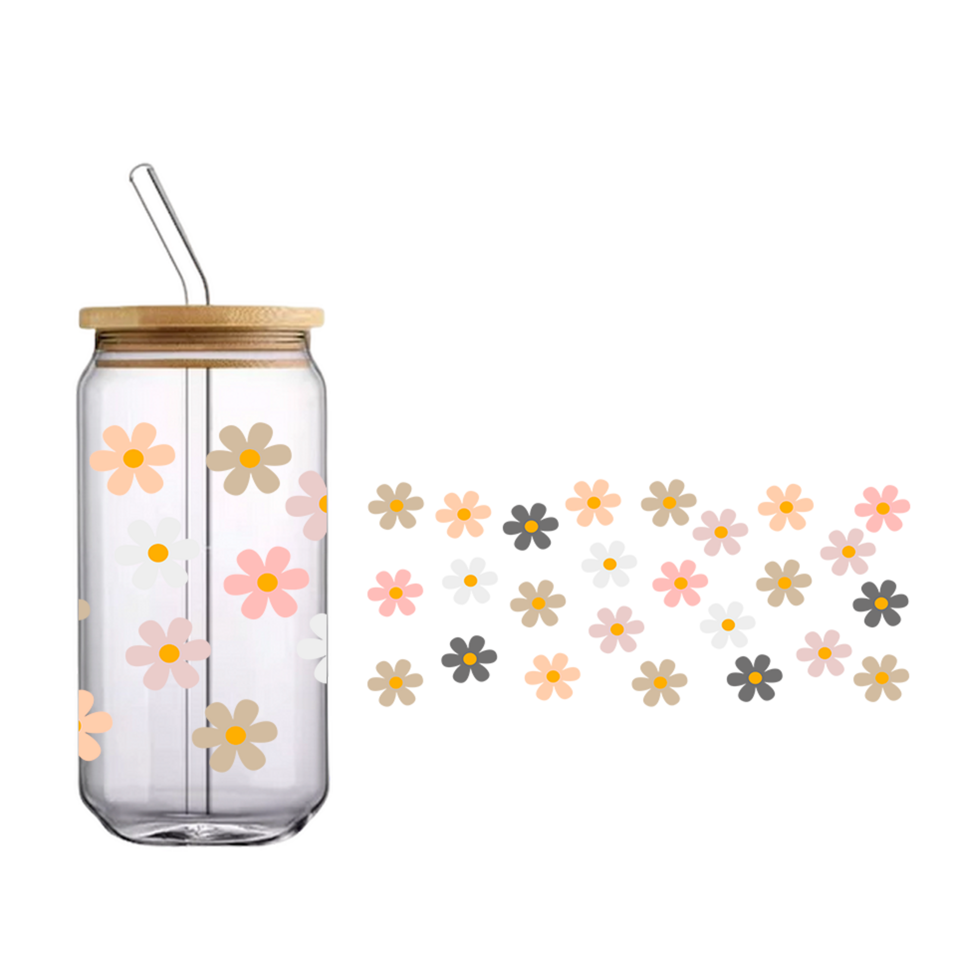 Vaso de bambú "Flores daisy" - 1