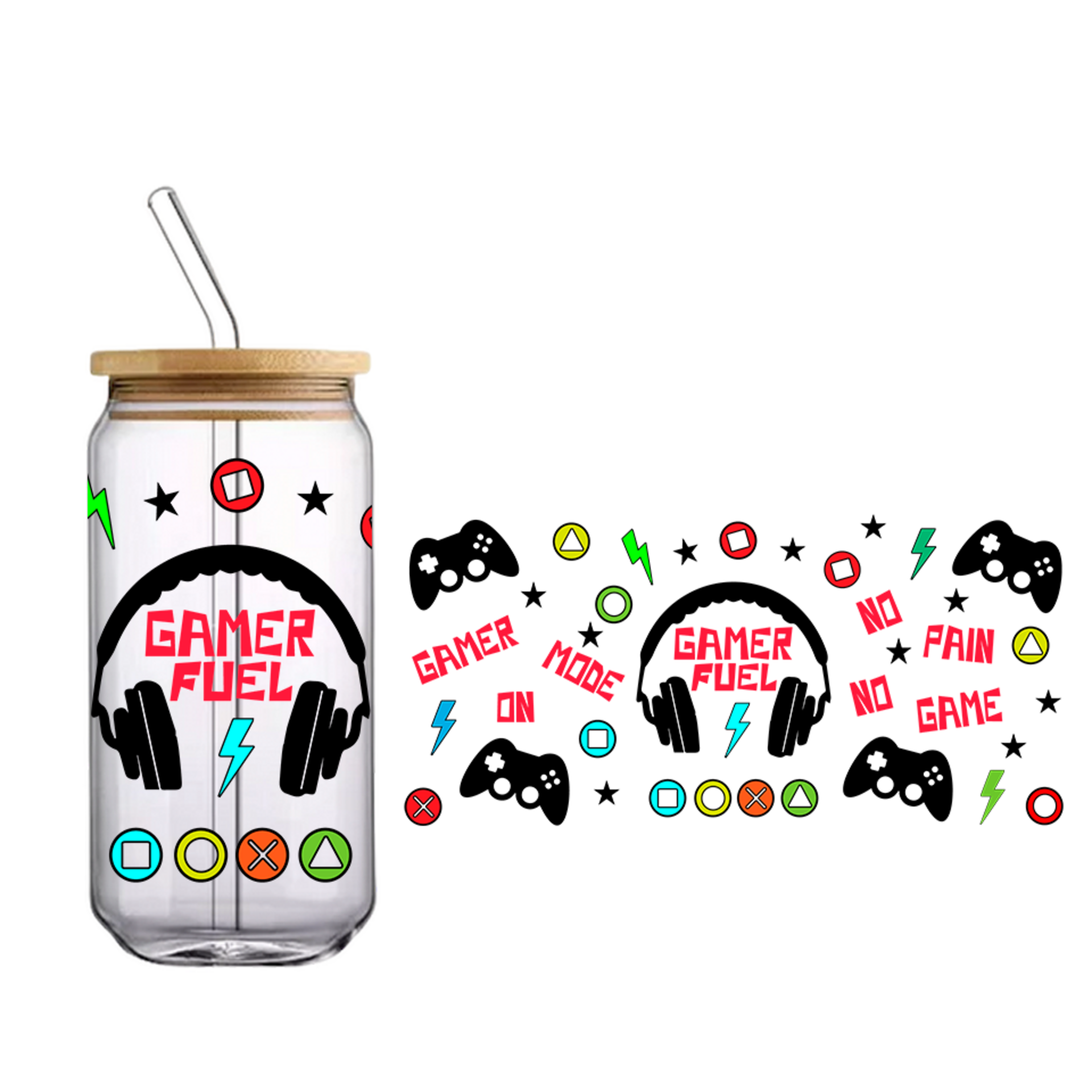Vaso de bambú "Gamer fuel" color - 1