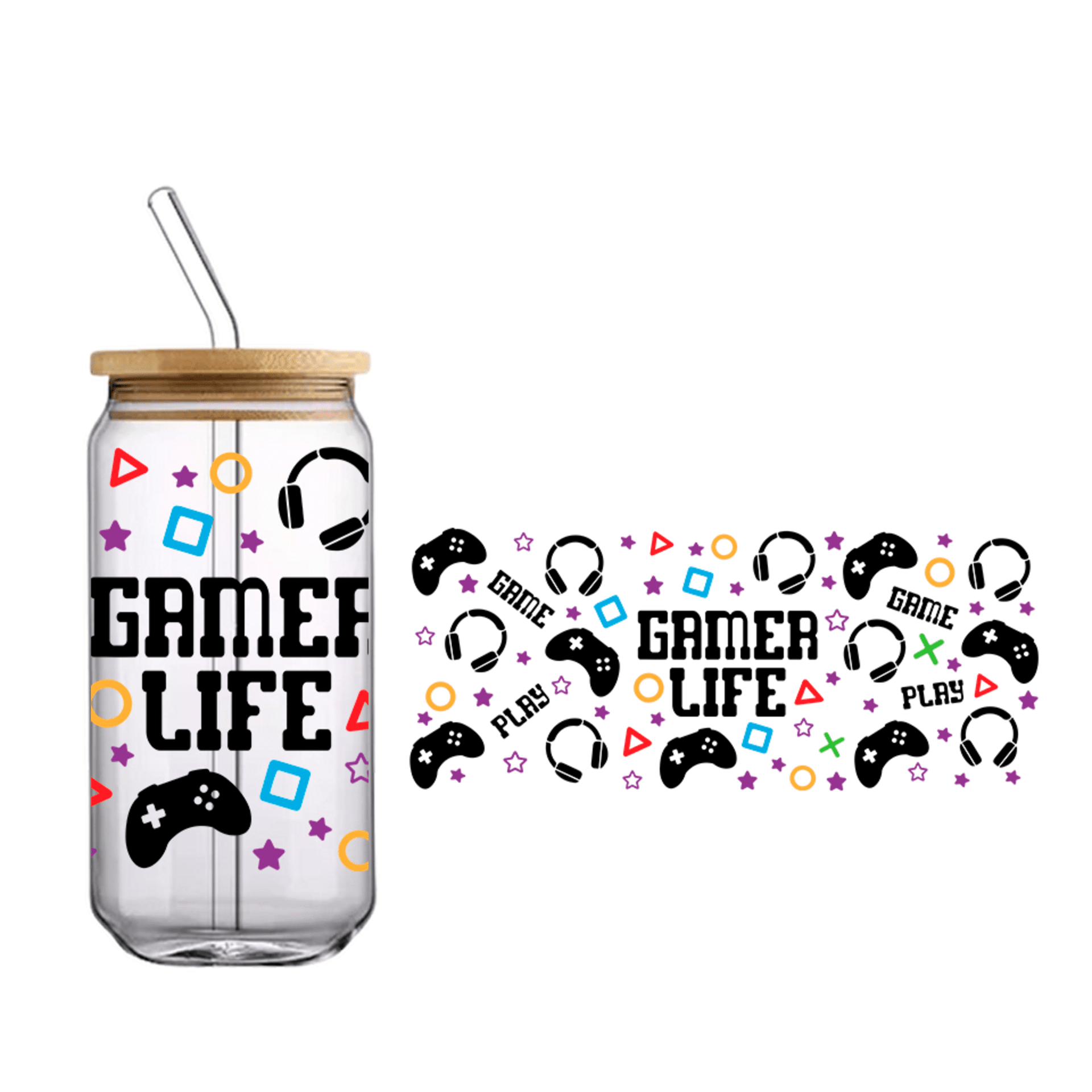 Vaso de bambú "Gamer life" color - 1