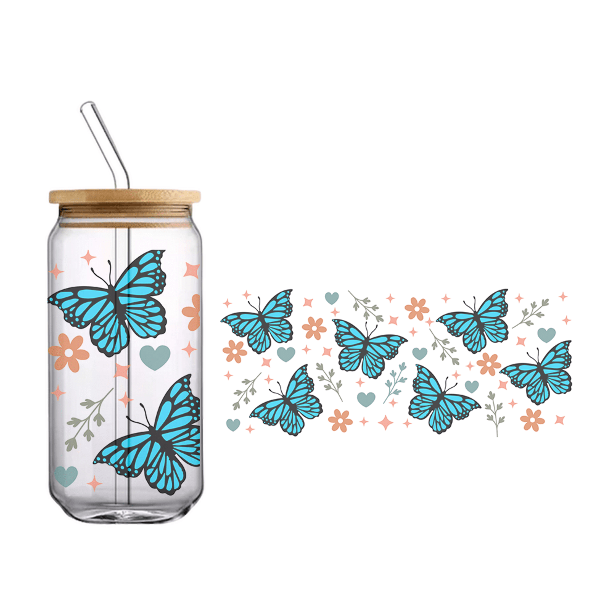 Vaso de bambú "Mariposas Booh" - 1