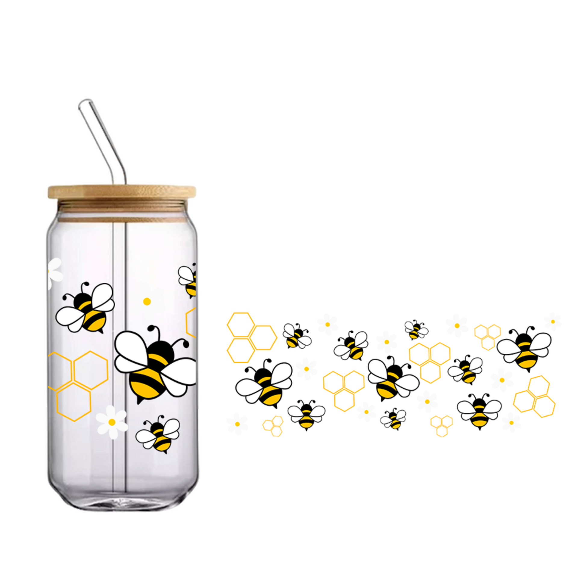 Vaso de bambú "Abeja flor" - 1