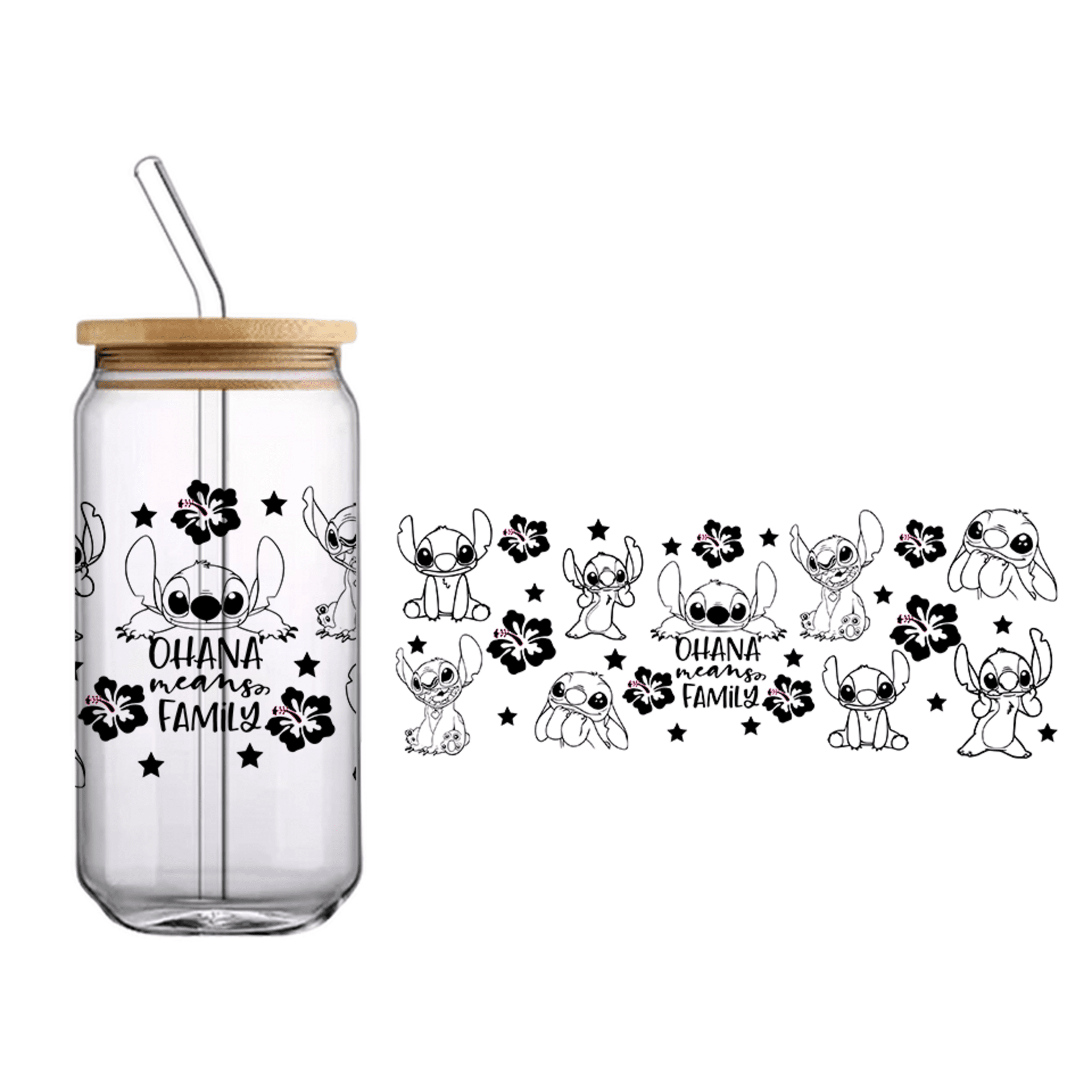 Vaso de bambú "Stitch" Negro - 1