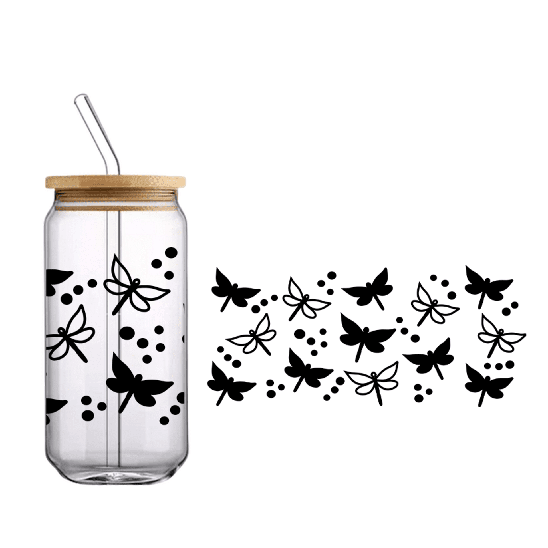 Vaso de bambú "Dragonfiles negro" - 1