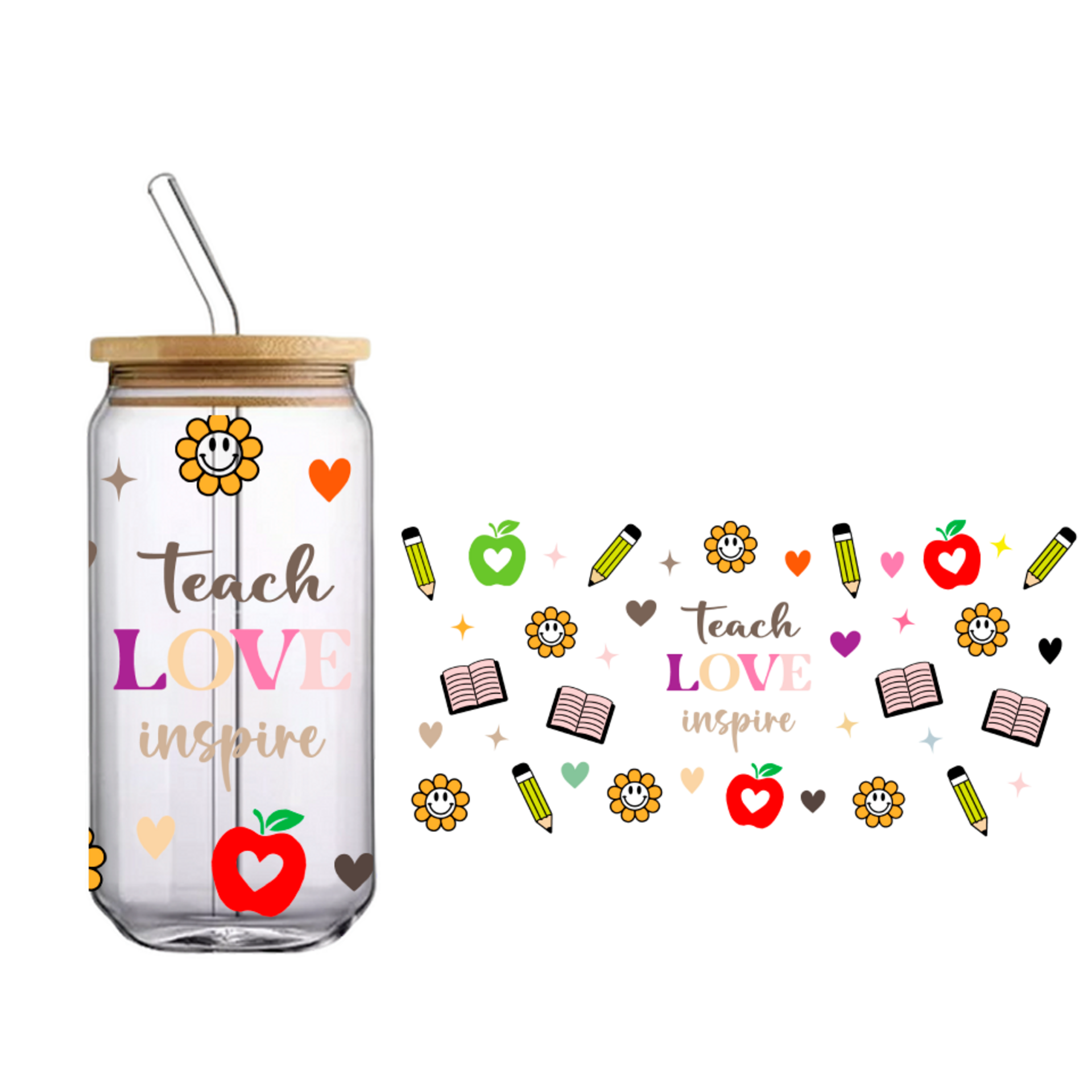 Vaso de bambú "Teach love inspire" - 1