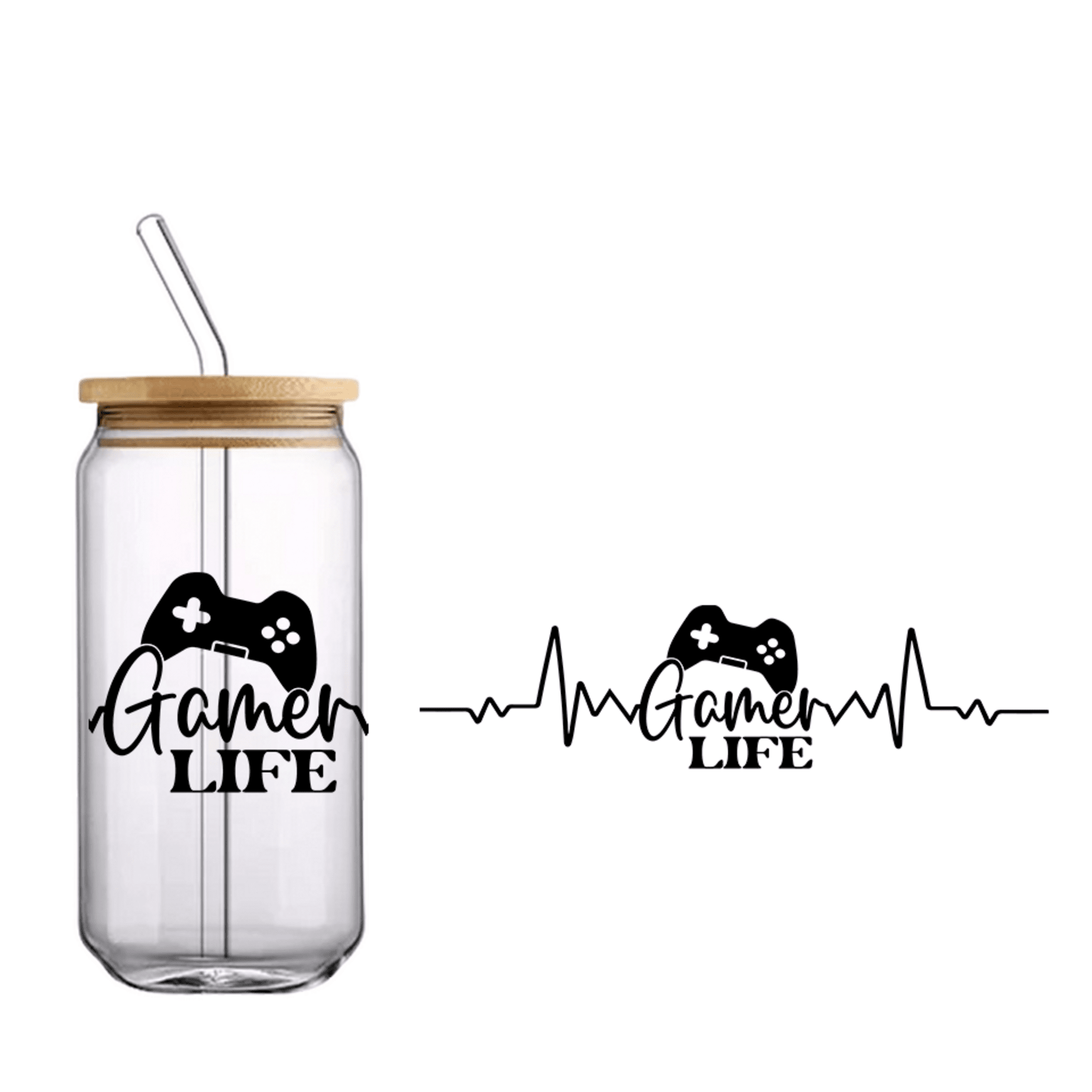 Vaso de bambú " Gamer life" negro - 1