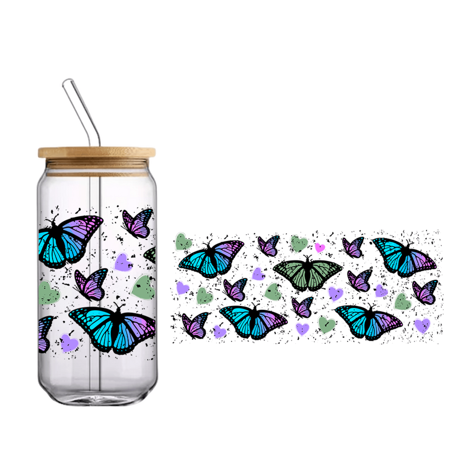 Vaso de bambú "Mariposas moradas" - 1